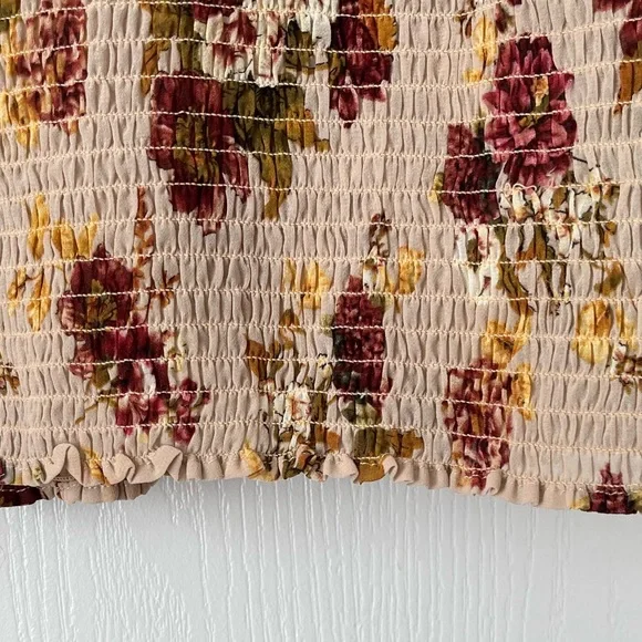 CLEO-Floral Smocked Blouse | Long Sleeve Sheer Boho Top | Size Small - Picture 10 of 14